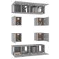 Set Mobili Porta TV 8pz Grigio Sonoma in Legno Multistrato