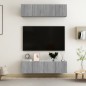 Mobili TV Parete 4pz Grigio Sonoma 60x30x30cm Legno Multistrato Mobili TV Parete 4pz Grigio Sonoma 60x30x30cm Legno Multistrato