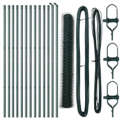 vidaXL Recinzione esagonale con 7 post, 1x25 m, acciaio verde