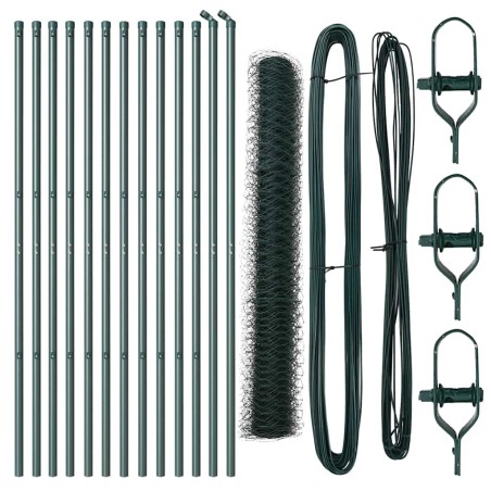 vidaXL Recinzione esagonale con 7 post, 1x25 m, acciaio verde