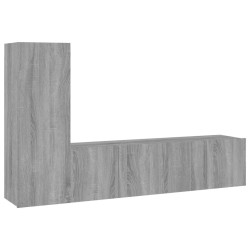 Set Mobili Porta TV 3 pz Grigio Sonoma in Legno Multistrato