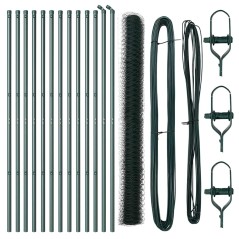 vidaXL Recinzione esagonale in filo con 7 pali, 1,5 x 25 m, verde in acciaio.