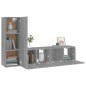 Set Mobili Porta TV 3 pz Grigio Sonoma in Legno Multistrato Set Mobili Porta TV 3 pz Grigio Sonoma in Legno Multistrato