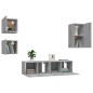 Set di Mobili Porta TV 5 pz Grigio Sonoma in Legno Multistrato Set di Mobili Porta TV 5 pz Grigio Sonoma in Legno Multistrato