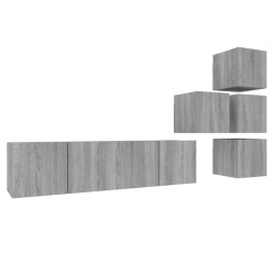 Set di Mobili Porta TV 6 pz Grigio Sonoma in Legno Multistrato