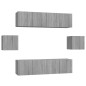 Set di Mobili Porta TV 6 pz Grigio Sonoma in Legno Multistrato Set di Mobili Porta TV 6 pz Grigio Sonoma in Legno Multistrato