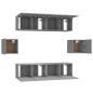 Set di Mobili Porta TV 6 pz Grigio Sonoma in Legno Multistrato Set di Mobili Porta TV 6 pz Grigio Sonoma in Legno Multistrato