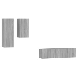 Set di Mobili Porta TV 4 pz Grigio Sonoma in Legno Multistrato