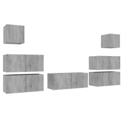 Set di Mobili Porta TV 7 pz Grigio Sonoma in Legno Multistrato
