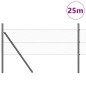 vidaXL Recinzione Esagonale in Rete di con 7 Post, 0,5x25 m, Acciaio Grigio