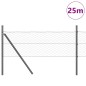 vidaXL Recinzione esagonale con 7 pali 0,5x25 m in acciaio grigio.