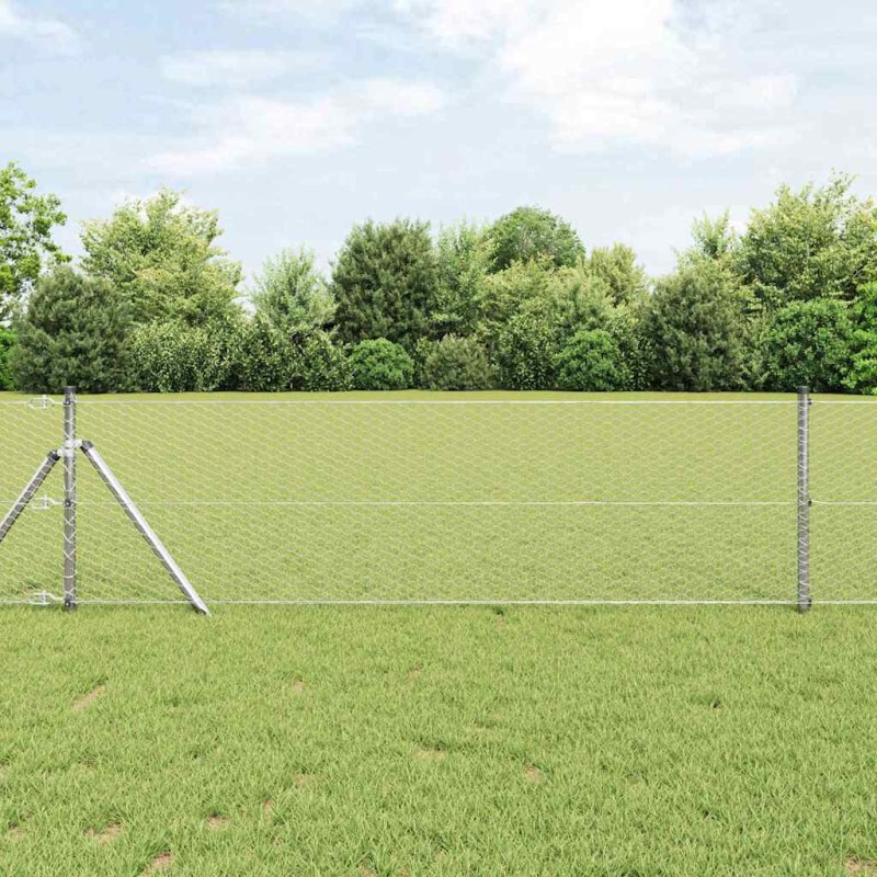 vidaXL Recinzione Esagonale 0.6x10 m in Acciaio Zincato