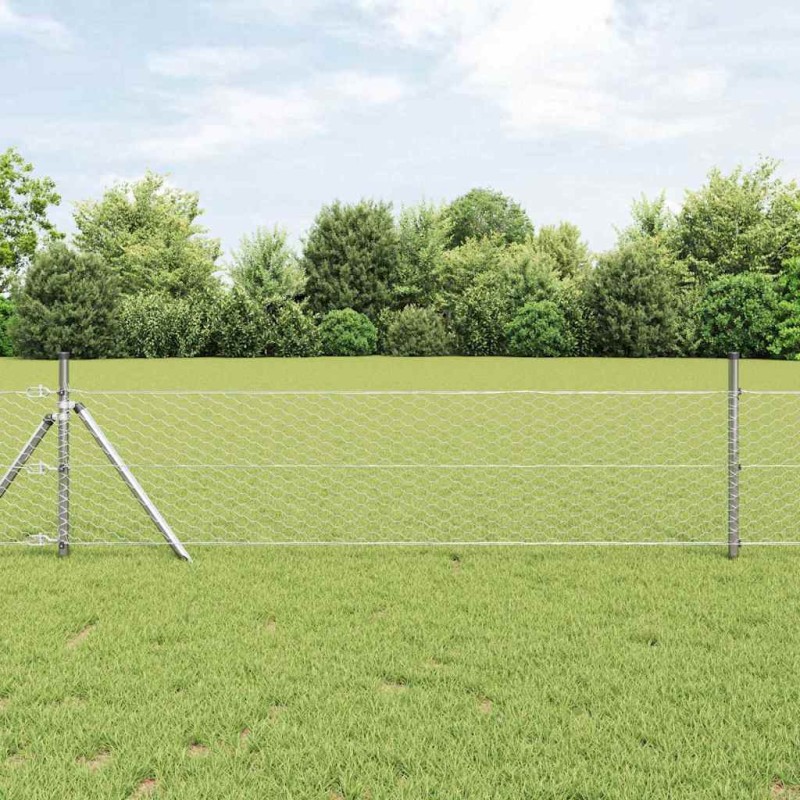 vidaXL Recinzione Esagonale 0,8 x 10 m in Acciaio Zincato