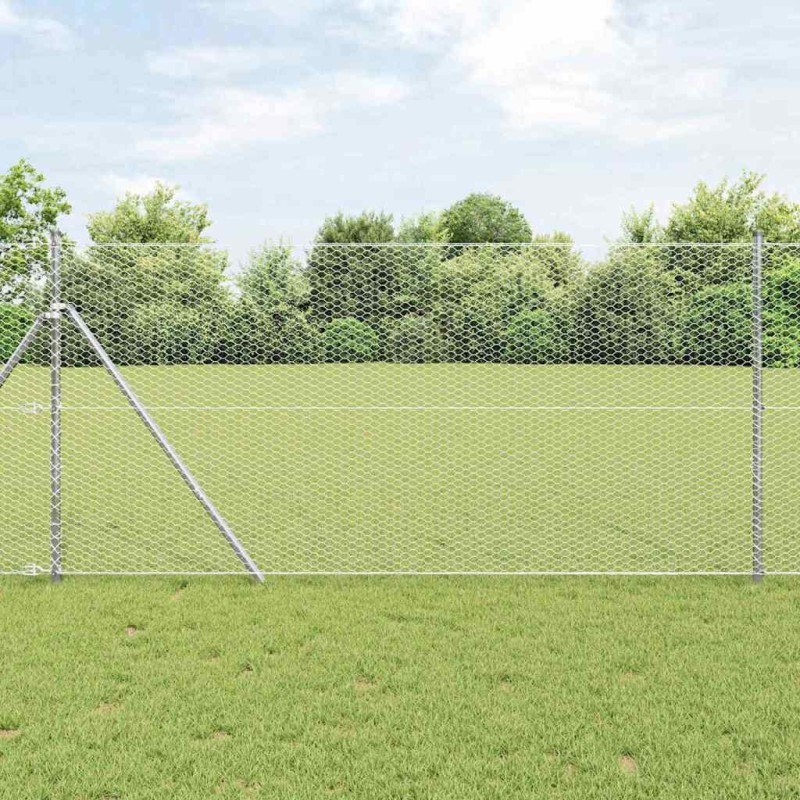 vidaXL Recinzione Esagonale 1.2x10 m in Acciaio Zincato