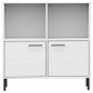 Libreria Gambe Metallo Bianco 90x35x90,5 cm Legno Massello OSLO