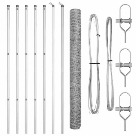 vidaXL Recinzione Esagonale 1,5 x 10 m in Acciaio Galvanizzato