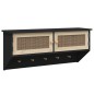 vidaXL Appendiabiti a Muro Nero Legno Multistrato e Rattan Naturale