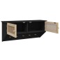 vidaXL Appendiabiti a Muro Nero Legno Multistrato e Rattan Naturale
