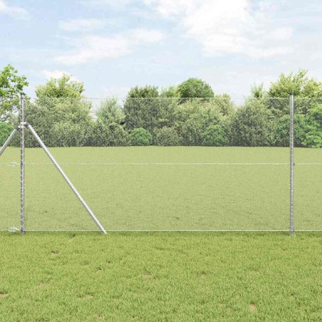 vidaXL Recinzione esagonale con 7 pali, 1,2x25 m, acciaio argentato