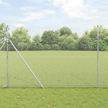 vidaXL Recinzione esagonale con 7 pali 1,5x25 m in acciaio argentato