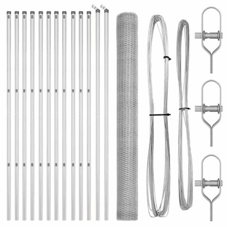 vidaXL Recinzione esagonale con 7 posti 1,5x25 m in acciaio argento.