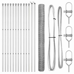 vidaXL Recinzione Esagonale con 7 Paletti, 1,5x25 m, Acciaio Argento