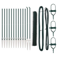 vidaXL Recinzione esagonale con 7 pali a punta, 1x25 m in acciaio verde.