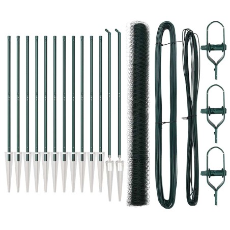 vidaXL ondaXL Recinzione Esagonale Verde 1.6x25 m in Acciaio