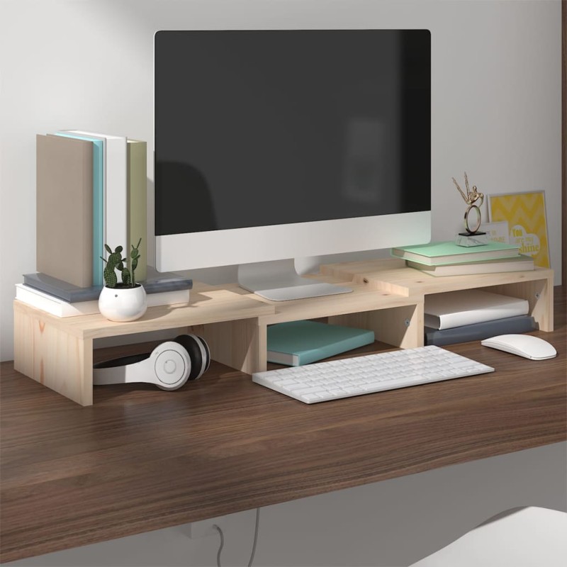 Supporto per Monitor 60x24x10,5 cm in Legno Massello di Pino Supporto per Monitor 60x24x10,5 cm in Legno Massello di Pino