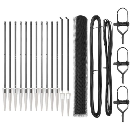 vidaXL Recinzione Esagonale con 7 Pali a Punta, 1,2 x 25 m in Acciaio Grigio