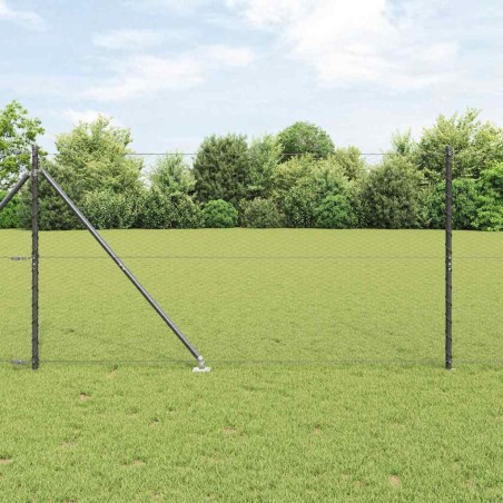 vidaXL Recinzione a Esagono con 7 Pali a Punta, 1,2 x 25 m, Acciaio Grigio