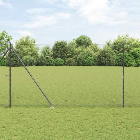 vidaXL Recinzione esagonale con 7 pali a picchetto, 1,5x25 m, grigio acciaio