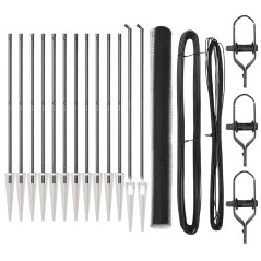 vidaXL Recinzione esagonale con 7 pali a picchetto, 1,5x25 m, grigio acciaio