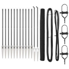 vidaXL Recinzione a esagono con 7 pali a punta, 1,5x25 m, grigio acciaio