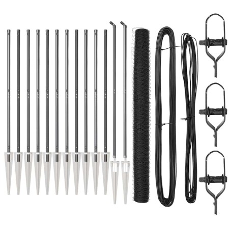 vidaXL Recinzione a esagono con 7 pali a punta, 1,5x25 m, grigio acciaio