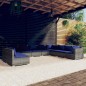 Set Divani da Giardino 10 pz con Cuscini in Polyrattan Grigio Set Divani da Giardino 10 pz con Cuscini in Polyrattan Grigio
