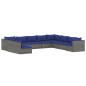 Set Divani da Giardino 10 pz con Cuscini in Polyrattan Grigio Set Divani da Giardino 10 pz con Cuscini in Polyrattan Grigio