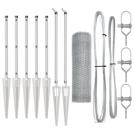 vidaXL Recinzione Esagonale 0.8 x 10 m in Acciaio Galvanizzato