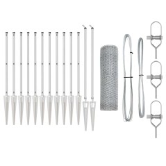 vidaXL Recinzione esagonale con 7 picchetti, 0,5x25 m, acciaio argento