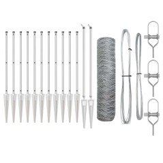 vidaXL Recinzione Esagonale con 13 pali a punta, 0.5 x 25m, in acciaio galvanizzato