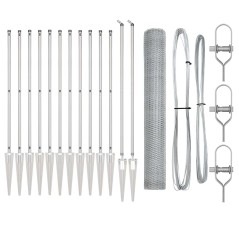 vidaXL Recinzione Esagonale con 7 Pali a Punta 1,2x25 m in Acciaio Argento
