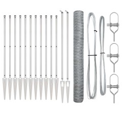 vidaXL Recinzione esagonale con 7 pali a punta, 1,2x25 m in acciaio argento.