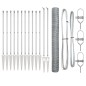 vidaXL Recinzione esagonale con 7 pali a punta, 1,2x25 m in acciaio argento.