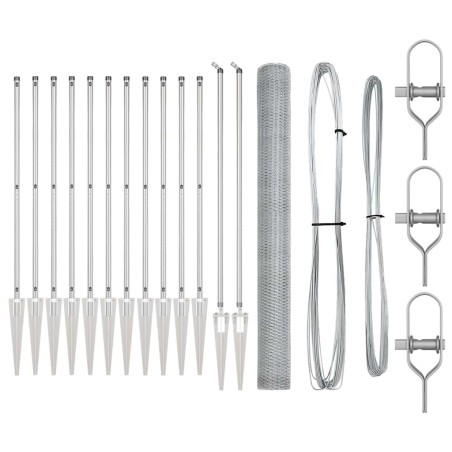 vidaXL Set di Recinzione Acciaio zincato 25 x 1,5 m (rete da 13 mm)