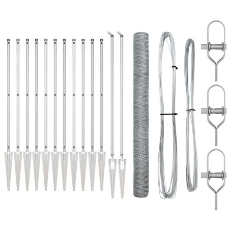 vidaXL Set di Recinzione Acciaio zincato 25 x 1.5 m Acciaio Zincato