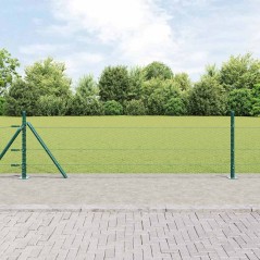 vidaXL Recinzione a Rete Esagonale con 7 Poste Flangiate 0,5x25 m Acciaio Verde