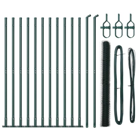 vidaXL Set di Recinzione Verde 25 x 1.5 m (maglia 50 mm)