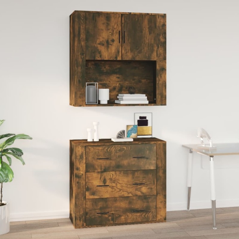 Armadietto a Muro Rovere Fumo 80x33x80 cm in Legno Multistrato Armadietto a Muro Rovere Fumo 80x33x80 cm in Legno Multistrato