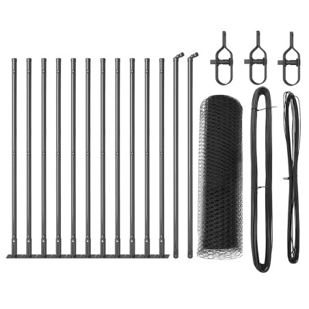 vidaXL Set di Recinzione Grigio 25 x 0.5 m Metallo & Plastica