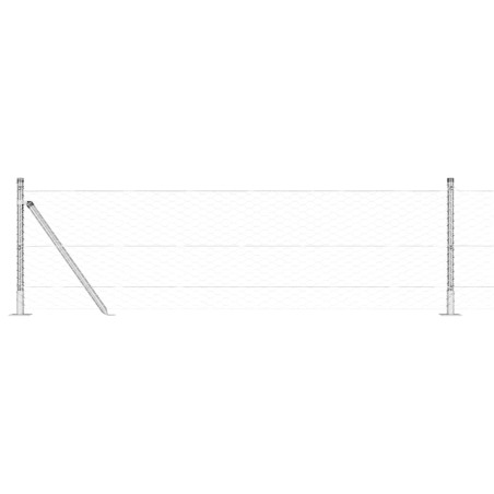 vidaXL Recinzione Esagonale con 11 Pali Flangiati 0.5x25 m Acciaio Zincato